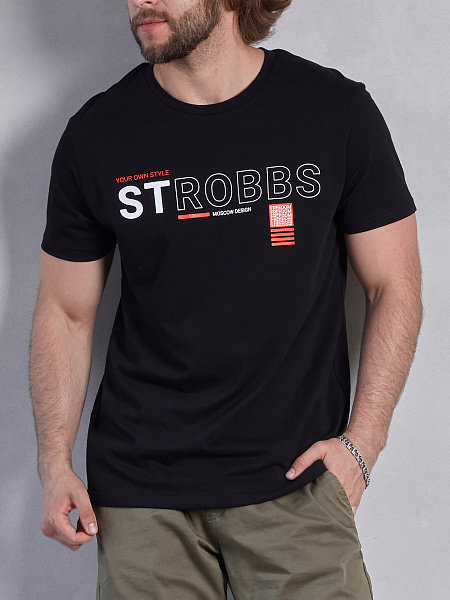 Strobbs TS002 STROBBS Футболка Муж, черн. Strobbs TS002 STROBBS Футболка Муж, черн.